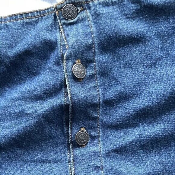 Vintage Bill Blass Women’s Below The Knee  Denim Blue Button Jean Skirt Sz 16 - Picture 3 of 15